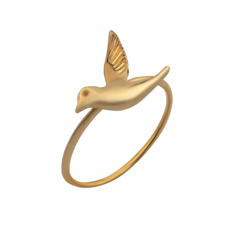 انگشتر طلا 18 عیار زنانه نیکان گلد مدل گنجشک 4433 سایز 44