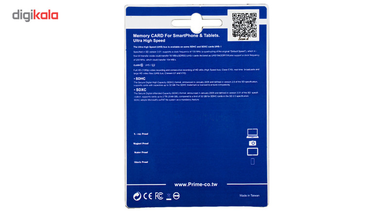 کارت حافظه microSDHC پرایم کلاس 10 استاندارد UHS-I U1 سرعت 48MBps همراه با آداپتور SD ظرفیت 16 گیگابایت