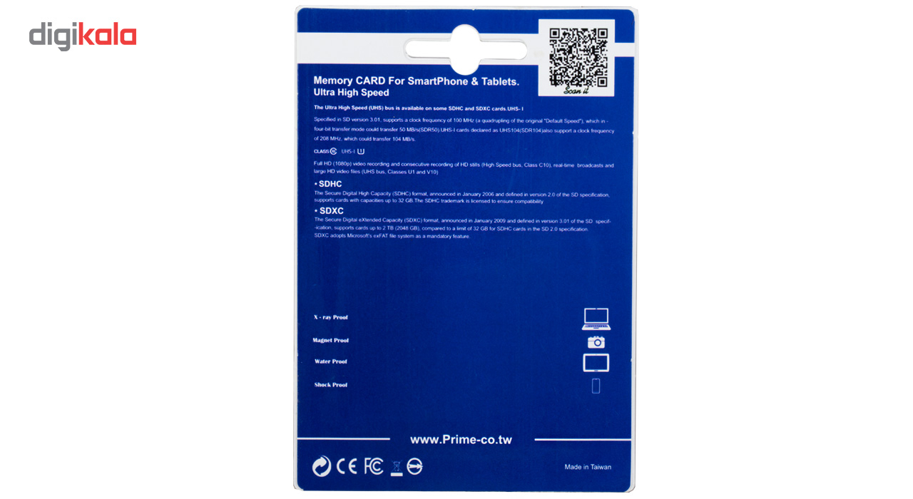 کارت حافظه microSDHC پرایم کلاس 10 استاندارد UHS-I U1 سرعت 48MBps همراه با آداپتور SD ظرفیت 32 گیگابایت