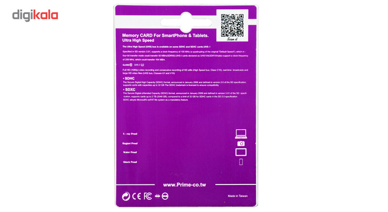 کارت حافظه microSDHC پرایم کلاس 10 استاندارد UHS-I U1 سرعت 85MBps همراه با آداپتور SD ظرفیت 16 گیگابایت