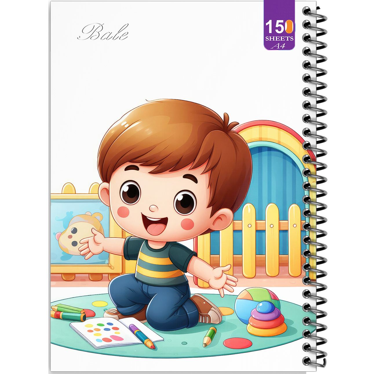 دفتر نقاشی 150 برگ انتشارات  بله مدل رحلی طرح فانتزی پسر و اسباب بازی کد A4-P378