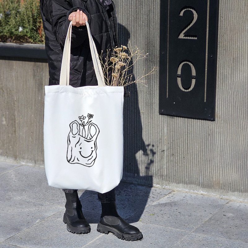 ساک خرید پارچه ای خندالو طرح کیسه گل مدل توت بگ کد 6794