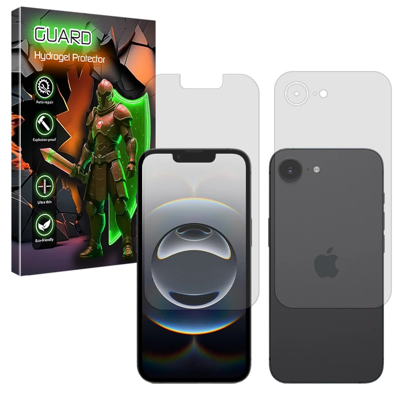 محافظ صفحه نمایش شفاف گارد مدل Tough مناسب برای گوشی موبایل اپل iPhone 16e به همراه محافظ پشت گوشی