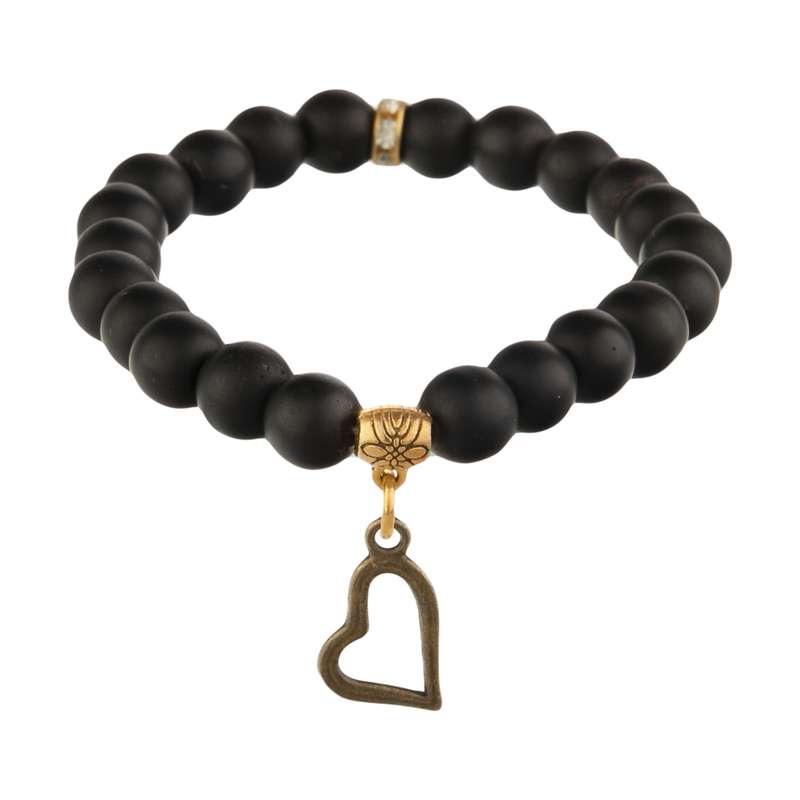 دستبند مدل مهره ای اونیکس طرح قلب کد6970