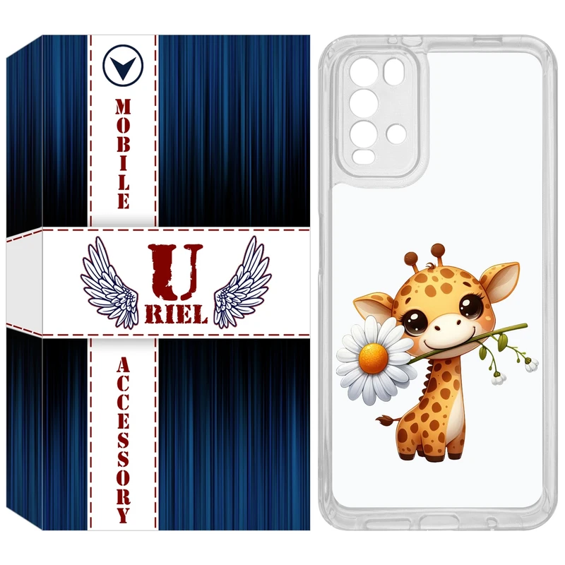 کاور یوریل مدل Clear کد 38 طرح زرافه مناسب برای گوشی موبایل شیائومی Redmi 9T / Poco M3