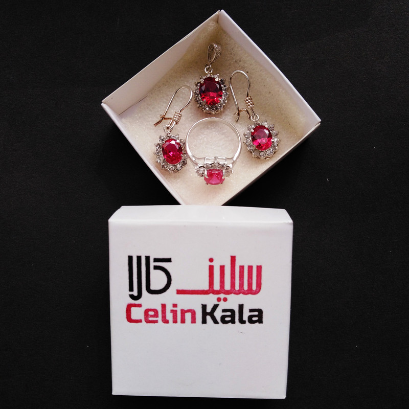 نیم ست نقره زنانه سلین کالا مدل یاقوت کد ce-yagh1