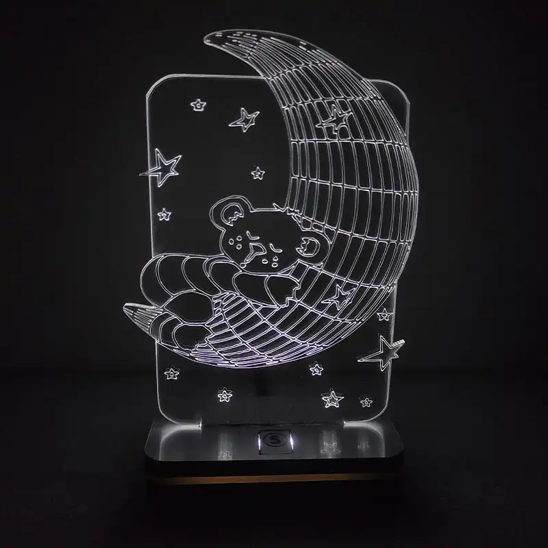 چراغ خواب طرح ماه و خرس مدل هفت رنگ کد 1091