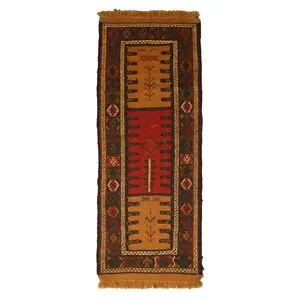 گلیم دستبافت یک متری مدل سفره کردی کد 4021126