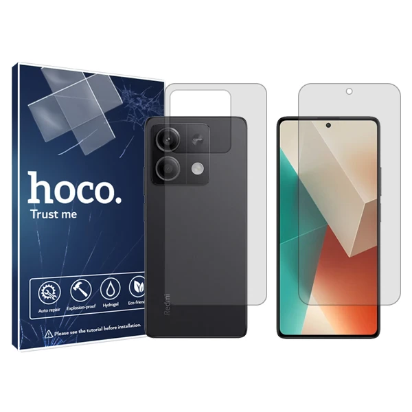 محافظ صفحه نمایش شفاف هوکو مدل HyGEL مناسب برای گوشی موبایل شیائومی Redmi Note 13 به همراه محافظ پشت گوشی