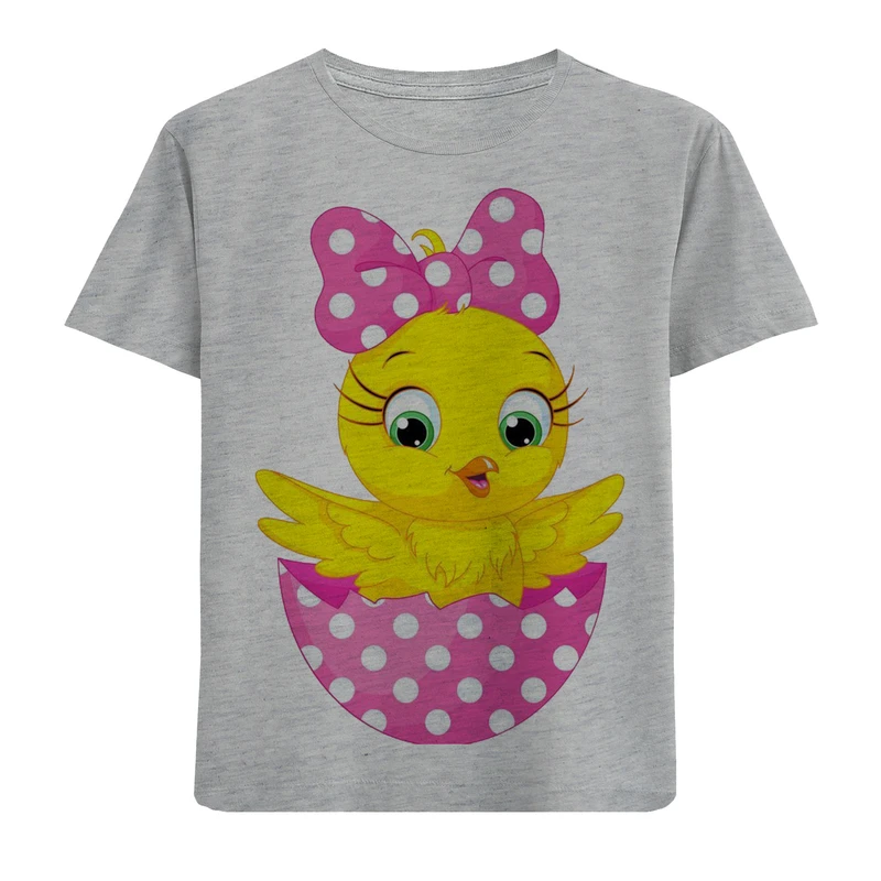 تیشرت آستین کوتاه دخترانه طرح جوجه کد F177