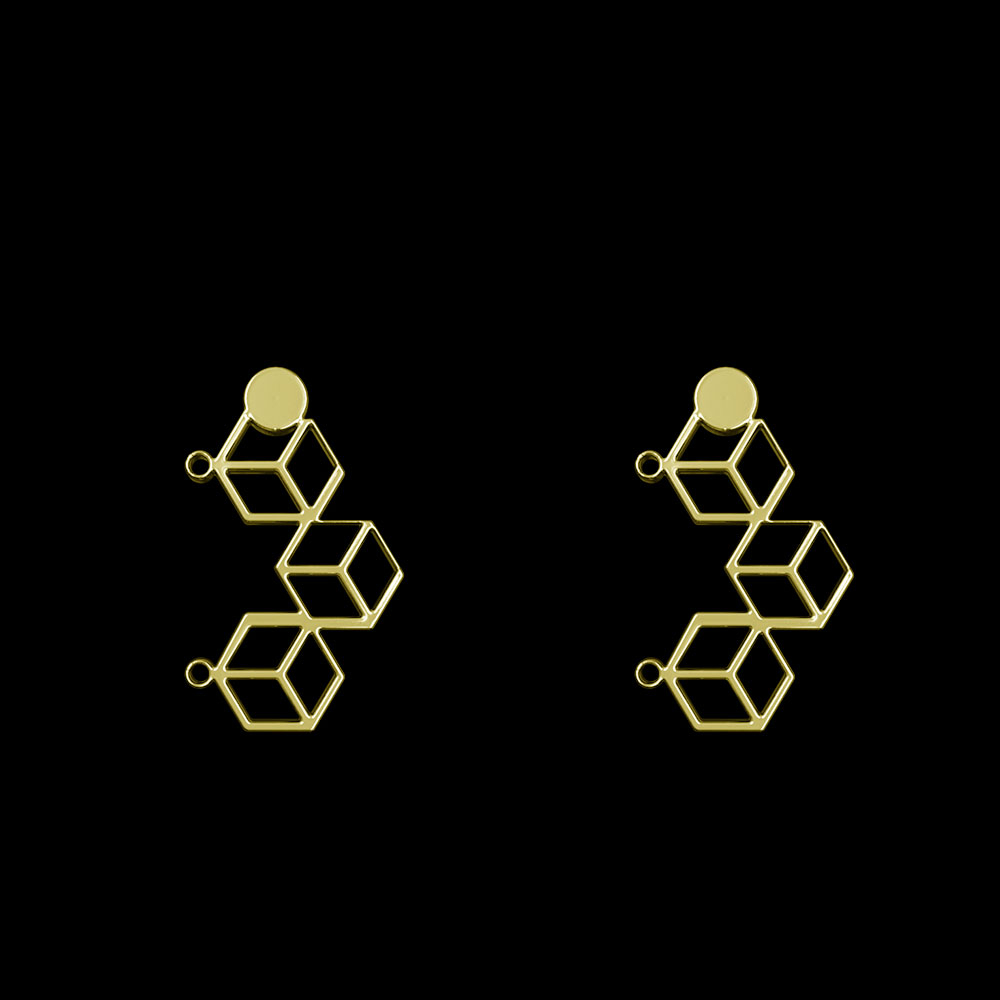 گوشواره طلا 18 عیار زنانه مدوپد مدل مکعب کد GA1-13008