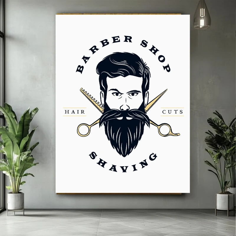 تابلو بوم طرح مخمل آرایشگاه مردانه مدل Shaving کد FP106328