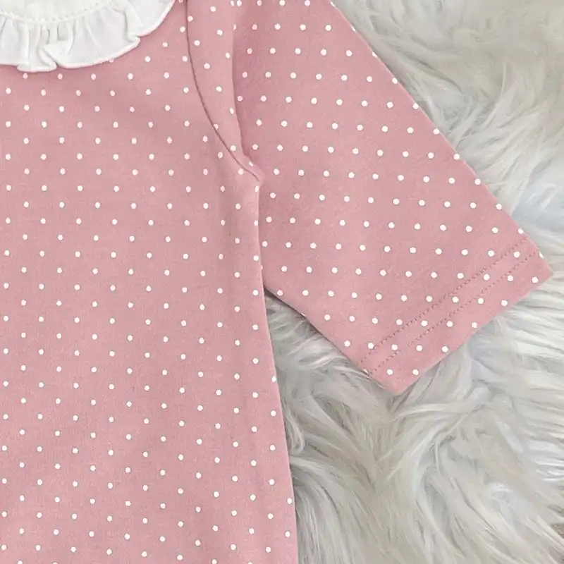 ست سرهمی و هدبند نوزادی مدل خال خالی