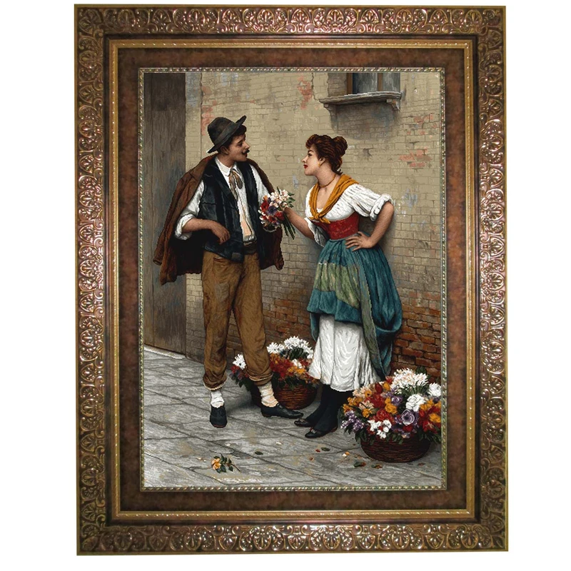 تابلو فرش ماشینی نقش نگار رضوی طرح دختر و پسر کد769KC