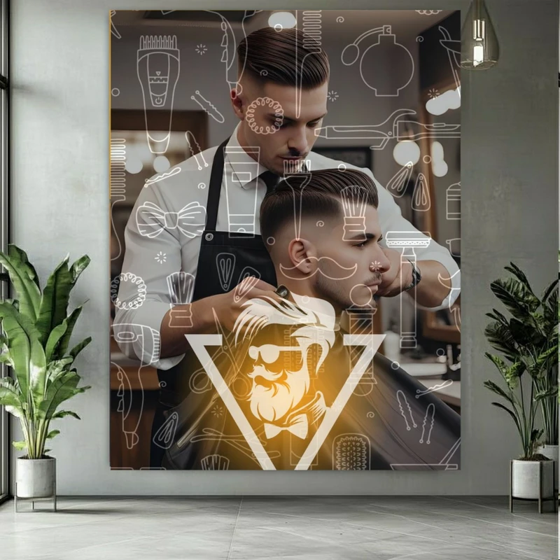 پوستر طرح آرایشگاه مردانه مدل ابزار کد FP106530