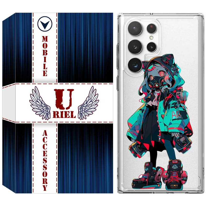 کاور یوریل مدل Clear کد 58 طرح دخترگربه ای مناسب برای گوشی موبایل سامسونگ Galaxy S22 Ultra