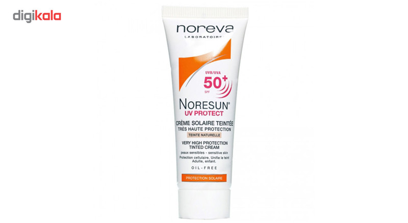 کرم ضد آفتاب فاقد چربی نوروا رنگی مدل SPF50 نورسان حجم 40 میلی لیتر