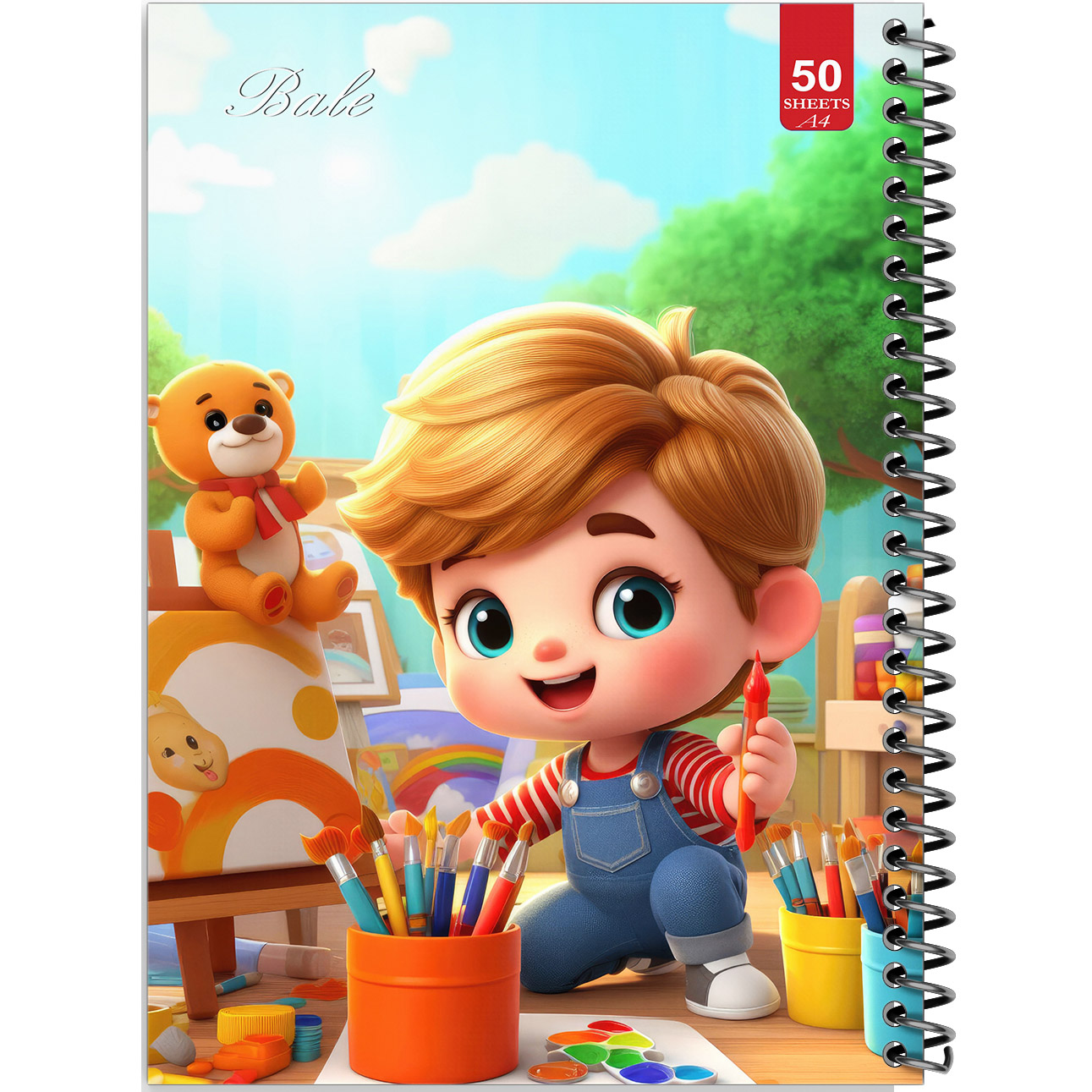 دفتر نقاشی 50 برگ انتشارات بله طرح پسرانه مدادرنگی ها کد A4-L604