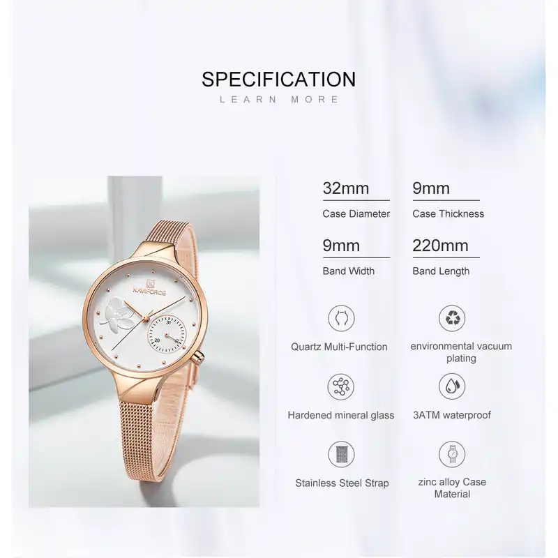 ساعت مچی عقربه ای زنانه نیوی فورس مدل 5001s کد 01