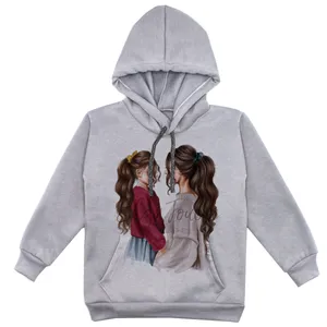 هودی دخترانه مدل دو دوست F16 رنگ طوسی