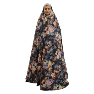 چادر نماز حجاب فاطمی مدل گل رز کوبیسم سوپر سافت گیاهی کد  Mash 8828