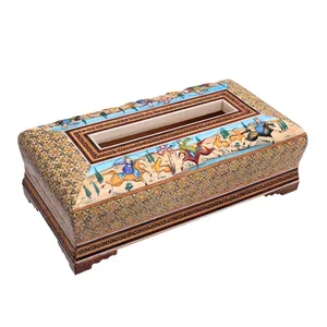 جعبه دستمال کاغذی خاتم کاری  کد dkh33