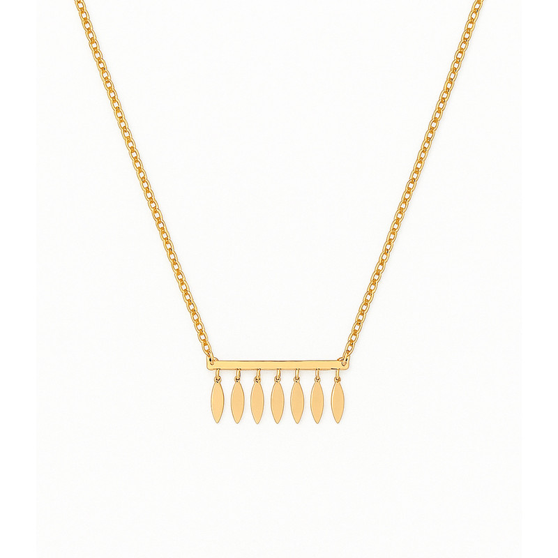 گردنبند طلا 18 عیار زنانه با زنجیر حلقهای (فلامینگو) گالری قو طلایی مدل مستطیل آبشاری