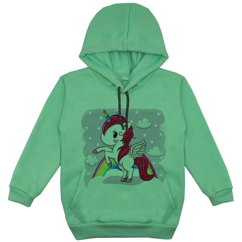 هودی دخترانه مدل تکشاخ F26 رنگ سبز