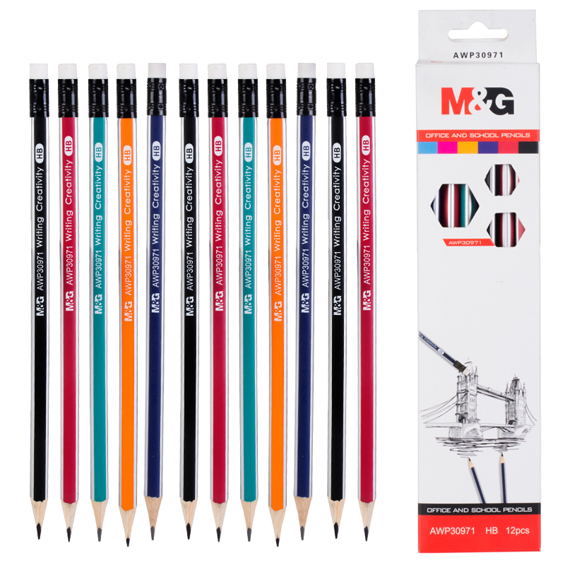 مداد مشکی ام اند جی مدل  colorful بسته 12 عددی