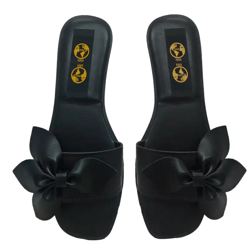 صندل زنانه سیی مدل پاپیونی گل کد 1899.2