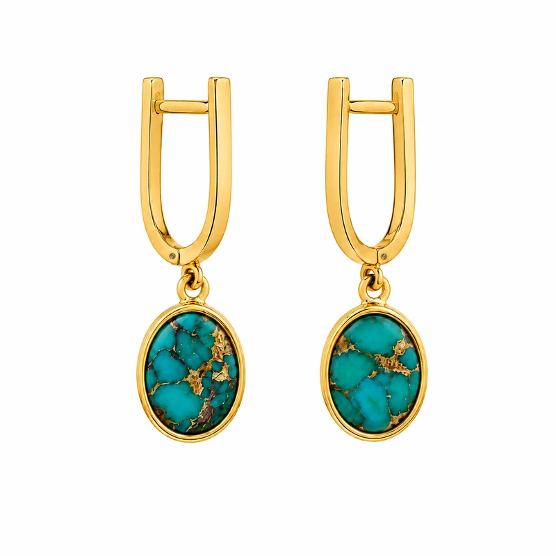 گوشواره کلیپسی طلا 18 عیار زنانه مان گالری مدل  فیروزه کد EA01-0031100