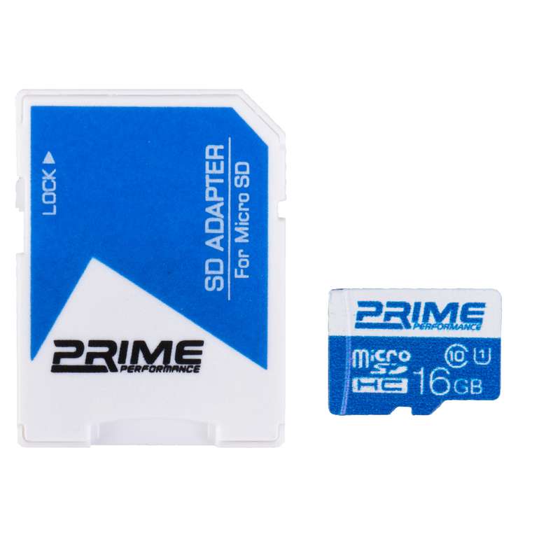 کارت حافظه microSDHC پرایم کلاس 10 استاندارد UHS-I U1 سرعت 48MBps همراه با آداپتور SD ظرفیت 16 گیگابایت کارت حافظه microSDHC پرایم کلاس 10 استاندارد UHS-I U1 سرعت 48MBps همراه با آداپتور SD ظرفیت 16 گیگابایت