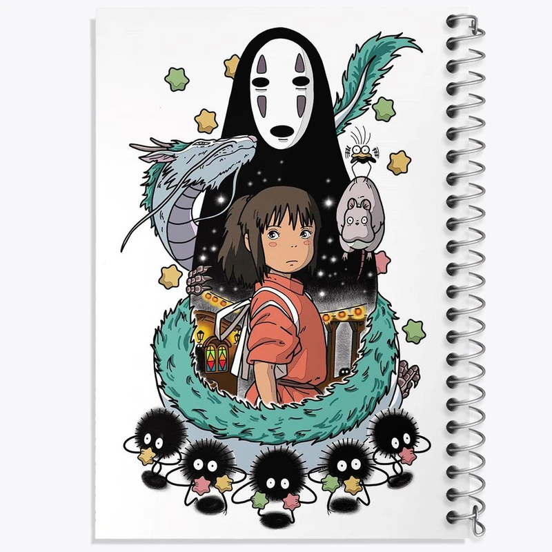 دفتر ژورنال نویسی 50 برگ خندالو مدل نقطه ای طرح انیمه شهر اشباح Spirited Away کد 4880