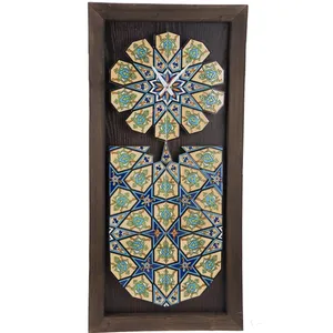 ساعت دیواری گالری نگارین طرح کاشی هفت رنگ کد 80003