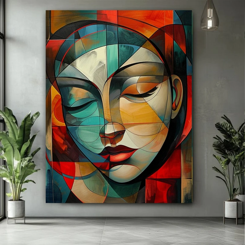 پوستر پارچه ای طرح مخمل نقاشی چهره مدل کوبیسم کد BK24687