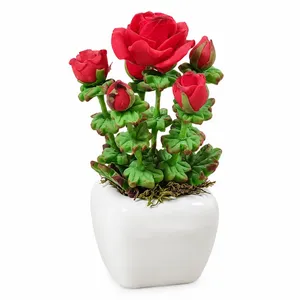 گلدان به همراه گل مصنوعی مدل رز کد 407