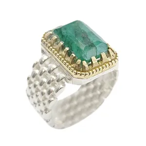 انگشتر نقره مردانه مدل زمرد برزیلی کد 5846246