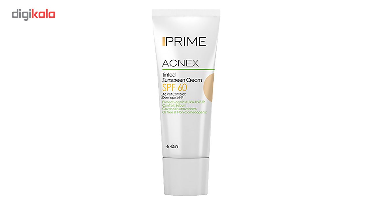کرم ضد آفتاب رنگی پریم مدل Acnex SPF 60 مناسب پوست های چرب حجم 40 میلی لیتر -  - 2