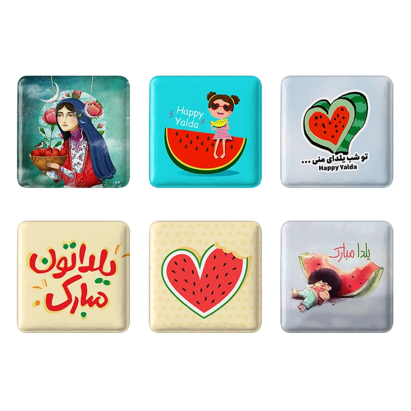 مگنت خندالو طرح شب یلدا کد 1202B مجموعه 6 عددی