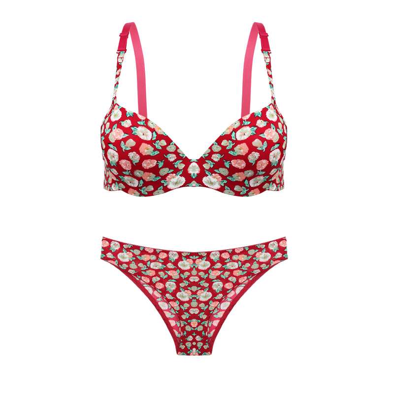 ست شورت و سوتین زنانه مدل اسفنجی گل گلی 1-390