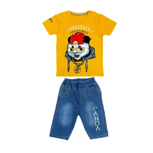 ست تی شرت و شلوارک پسرانه مدل PANDAROCKS کد 0311
