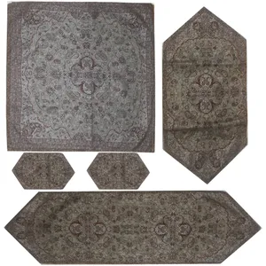 ست پنج تکه رومیزی ترمه طرح نسترن کد KRM