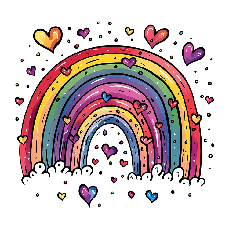 استیکر پارچه و لباس پاد آفرین مدل کارتونی رنگین کمان کد S3768