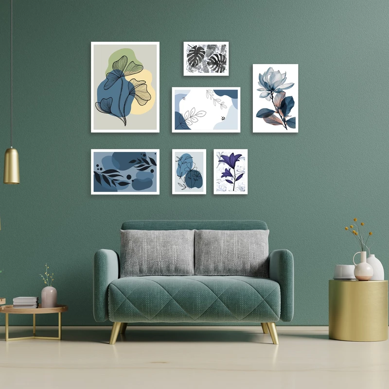 تابلو بکلیت طرح هنری مدرن و دکوری دکوراتیو کلاسیک مینیمال  مدل  W-bu3843 مجموعه هفت عددی فریم سفید