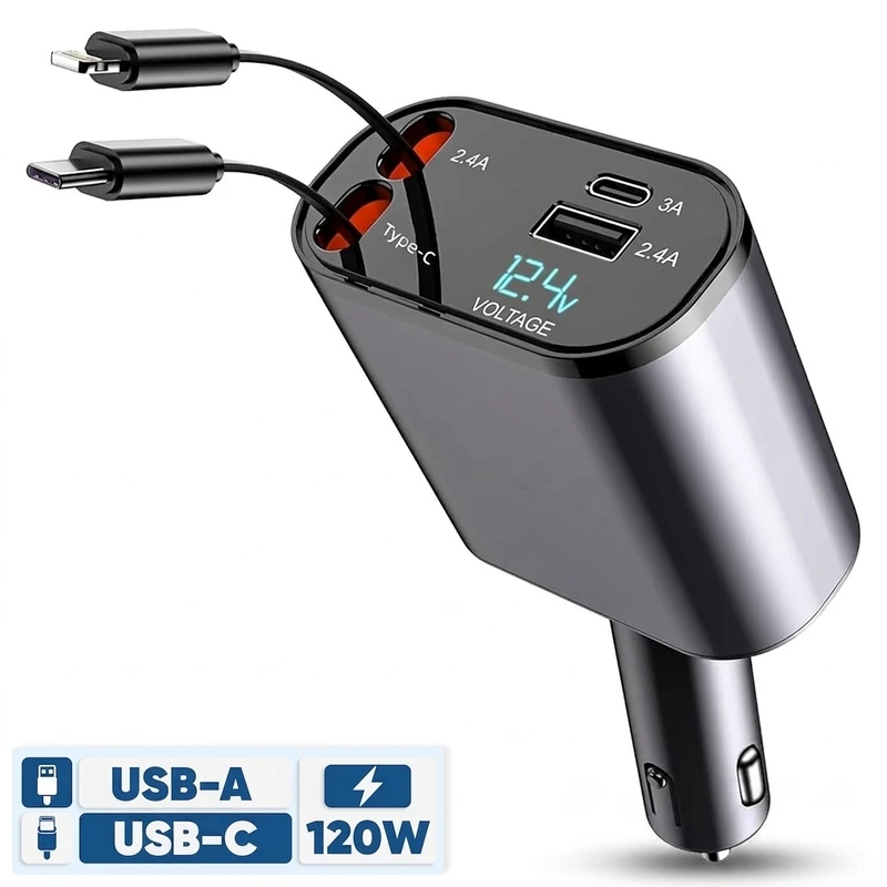 شارژر فندکی 120 وات مدل 4in1
