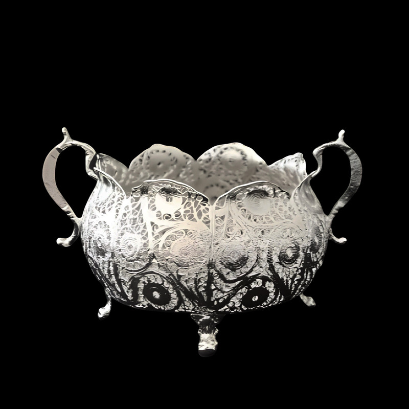 شکلات خوری ملیله کاری مدل شش ضلعی سه پایه کد 01