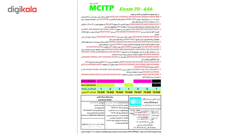 نرم افزار آموزش MCITP Exam 70-646 به زبان فارسی نشر داده طلایی