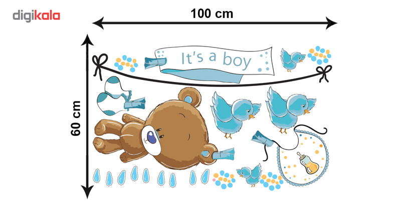 استیکر دیواری باروچین طرح خرس کوچولوی