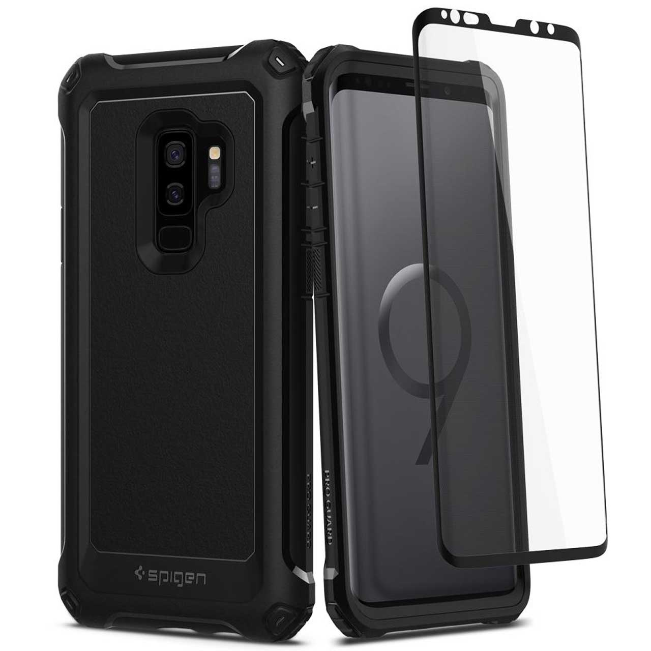 کاور اسپیگن مدل Pro Guard مناسب برای گوشی موبایل سامسونگ S9 plus به همراه محافظ صفحه نمایش
