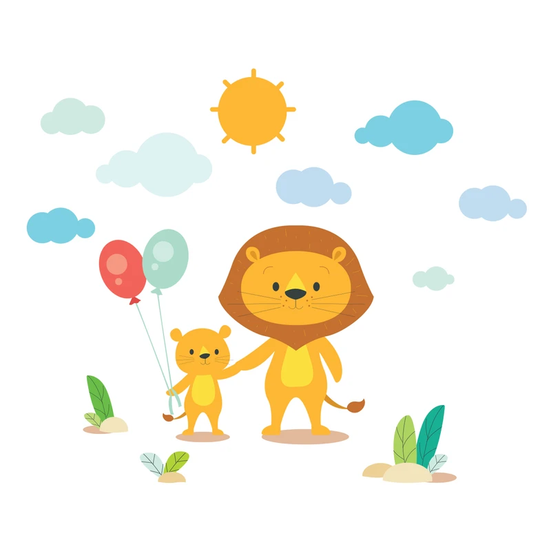 استیکر دیواری سالسو طرح lion and dad h.k